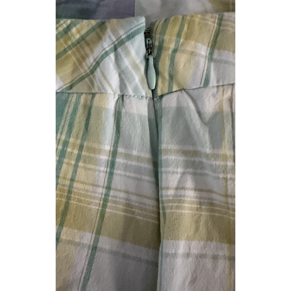 VTG Y2K Xhileration Capris Plaid Blue Green Low Rise Cotton Size 15 34" Hip - Picture 5 of 5
